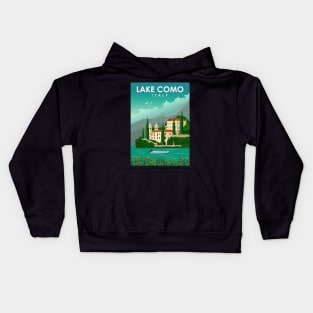 Lake Como Italy Vintage Minimal Retro Travel Poster Kids Hoodie